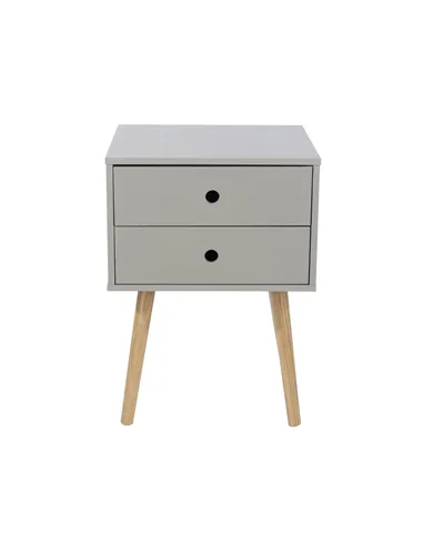 2 drawer & wood legs bedside cabinet
