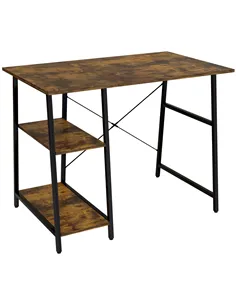 HOMCOM 100cm Computer Desk with Storage, Industrial Home Office Desk with 2 Tier Shelves and Steel Frame, Computer Table for Stu