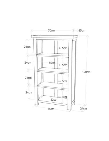 Core Products Boston 3 shelf narrow bookcase