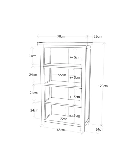 Core Products Boston 3 shelf narrow bookcase