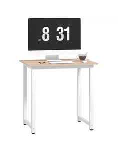 HOMCOM Computer Desk, Writing Table, 80 x 60 x 76cm Workstation for Home Office, Study with Metal Frame, Simple Assembly, White