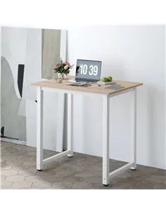 HOMCOM Computer Desk, Writing Table, 80 x 60 x 76cm Workstation for Home Office, Study with Metal Frame, Simple Assembly, White 2