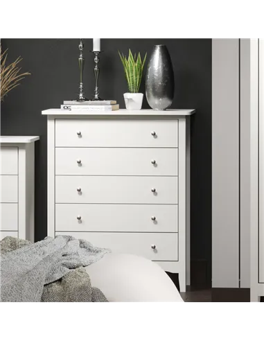 Core Products Como White 5 drawer chest