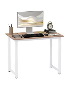 HOMCOM Computer Desk, Writing Table, 100 x 60 x 76cm Workstation for Home Office, Study with Metal Frame, Simple Assembly, White