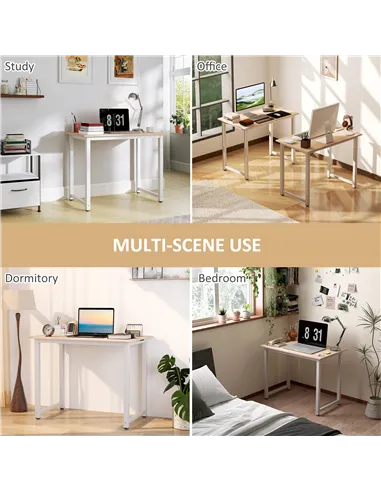 HOMCOM Computer Desk, Writing Table, 100 x 60 x 76cm Workstation for Home Office, Study with Metal Frame, Simple Assembly, White