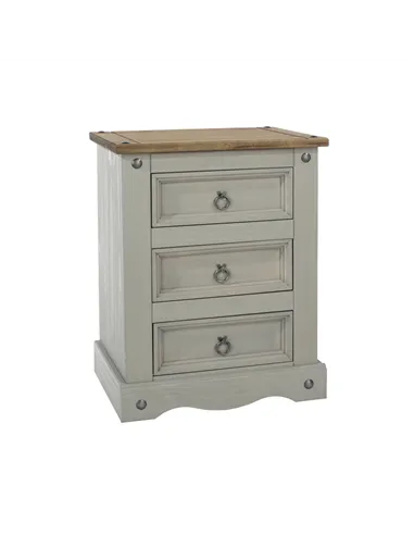 Core Products Corona Grey 3 drawer bedside cabinet