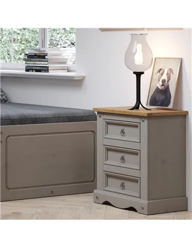 Core Products Corona Grey 3 drawer bedside cabinet
