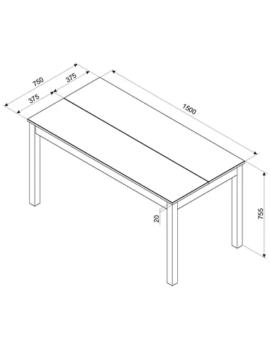 Core Products Linea linea 1500mm rectangular dining table
