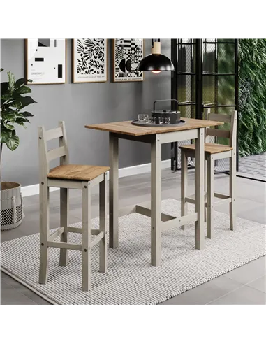 Core Products Corona Grey square high breakfast bar drop leaf table and bar chair SET