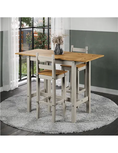 Core Products Corona Grey rectangular high breakfast bar drop leaf table and bar chair SET