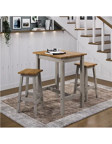 Core Products Corona Grey live edge large rectangular high breakfast bar table and stool SET