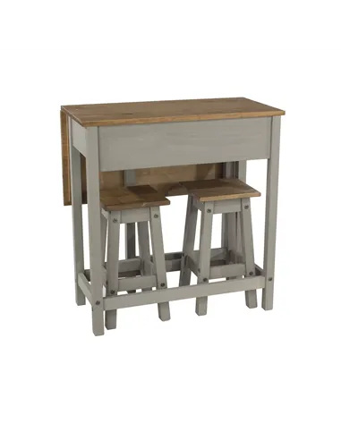 Core Products Corona Grey breakfast drop leaf table & 2 stools SET