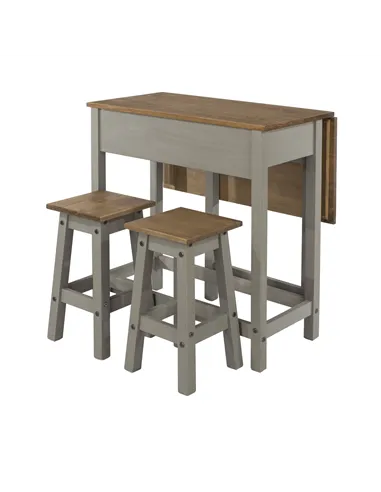 Core Products Corona Grey breakfast drop leaf table & 2 stools SET