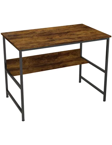 HOMCOM 2-Tier Computer Desk, 100 x 60 cm, Rustic Brown