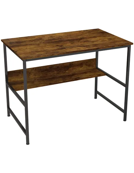 HOMCOM 2-Tier Computer Desk, 100 x 60 cm, Rustic Brown
