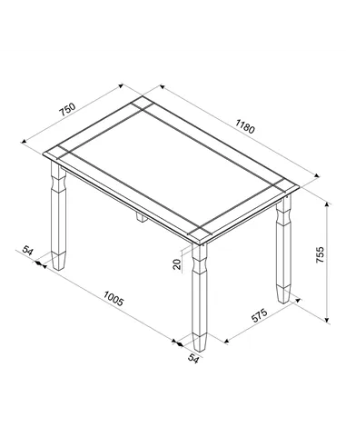 Core Products Corona rectangular dining table & 4 chair SET