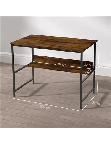 HOMCOM 2-Tier Computer Desk, 100 x 60 cm, Rustic Brown