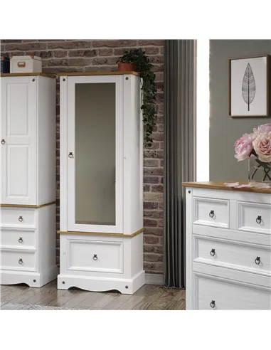 Core Products Corona White armoire with mirrored door