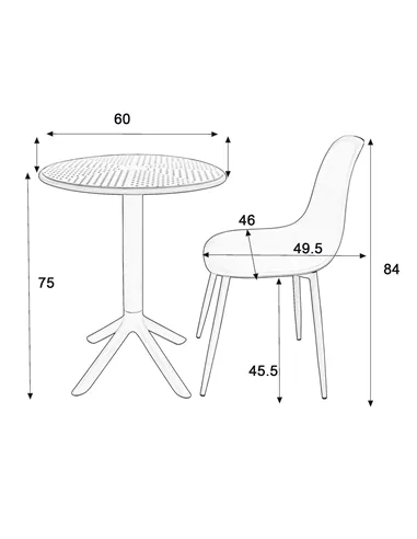Core Products Rimini 3 piece Cala bistro table & 2 chair set outdoor grade