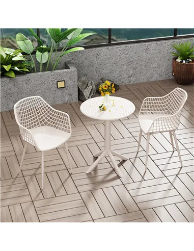 Core Products Rimini 3 piece Lattice bistro table & 2 armchair set
