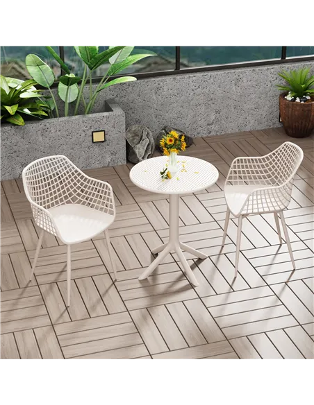 Core Products Rimini 3 piece Lattice bistro table & 2 armchair set