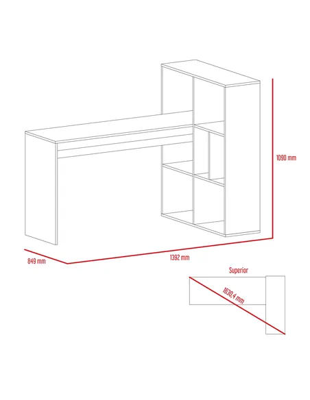 Core Products Harvard corner desk with bookcase