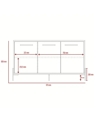 Core Products Harvard medium sideboard with 3 doors