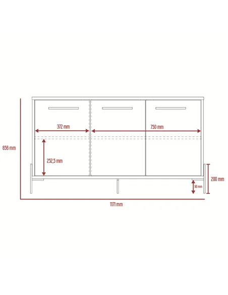 Core Products Harvard medium sideboard with 3 doors