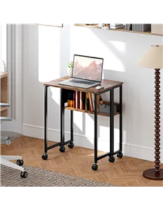HOMCOM 63 cm Drop Leaf Writing Work Desk - Rustic Brown 2