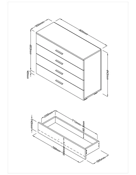 Core Products Lido 4 chest of drawers
