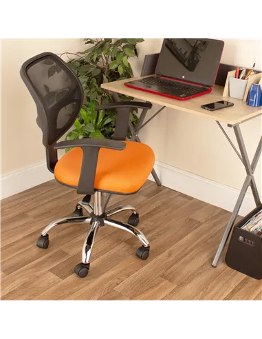 orange fabric seat with chrome base