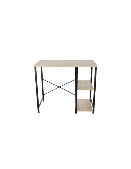 oak effect top with black metal legs