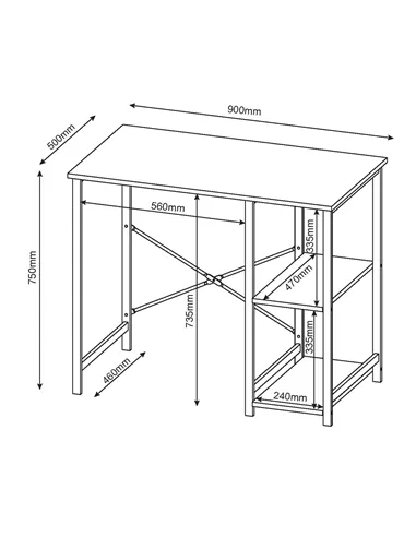 Core Products Loft Home Office study desk with side storage