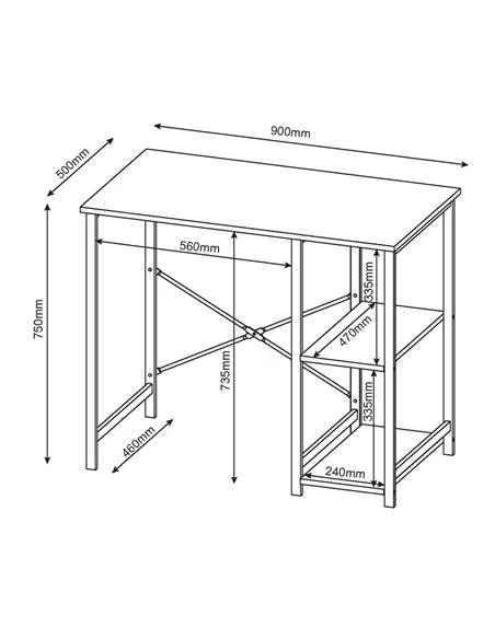 Core Products Loft Home Office study desk with side storage