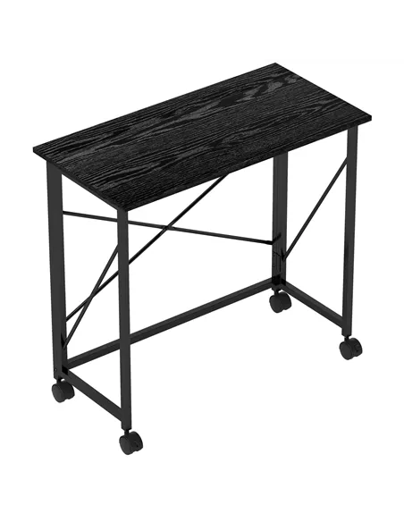 HOMCOM 80 cm Folding Desk on Wheels - Black