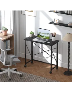 HOMCOM 80 cm Folding Desk on Wheels - Black 2