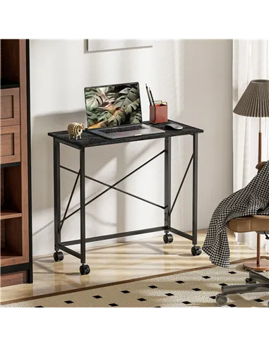 HOMCOM 80 cm Folding Desk on Wheels - Black