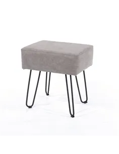 Core Products Soft Furnishings grey fabric upholstered rectangular stool with black metal legs