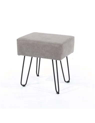 Core Products Soft Furnishings grey fabric upholstered rectangular stool with black metal legs
