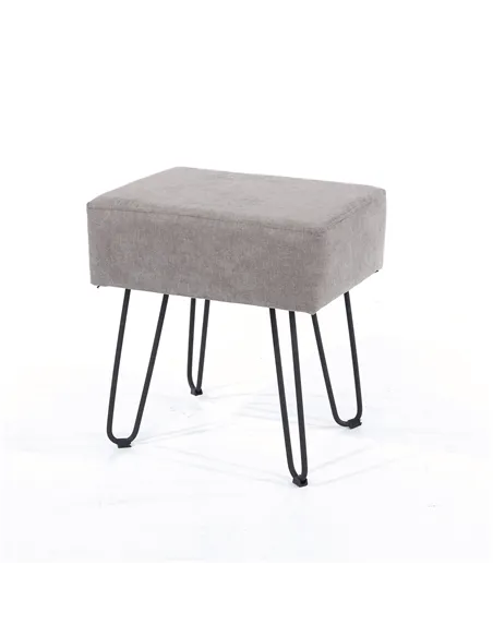 Core Products Soft Furnishings grey fabric upholstered rectangular stool with black metal legs