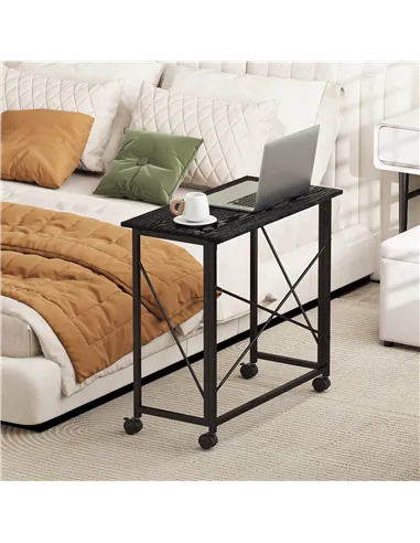 HOMCOM 80 cm Folding Desk on Wheels - Black