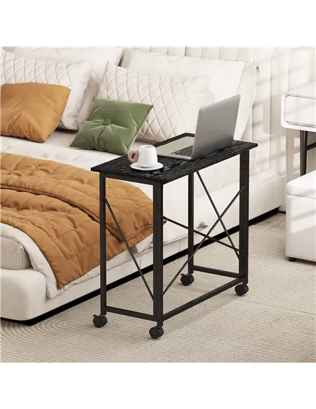 HOMCOM 80 cm Folding Desk on Wheels - Black