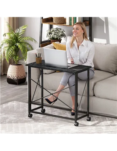 HOMCOM 80 cm Folding Desk on Wheels - Black