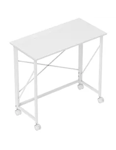 HOMCOM 80 cm Folding Desk on Wheels - White