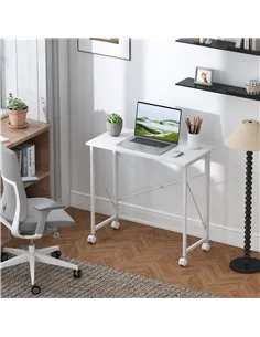 HOMCOM 80 cm Folding Desk on Wheels - White 2