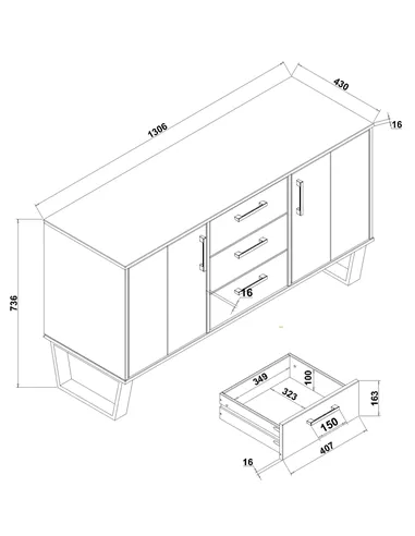 Core Products Texas medium sideboard with 2 doors