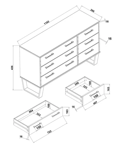 Core Products Texas 3+3 drawer wide chest of drawers