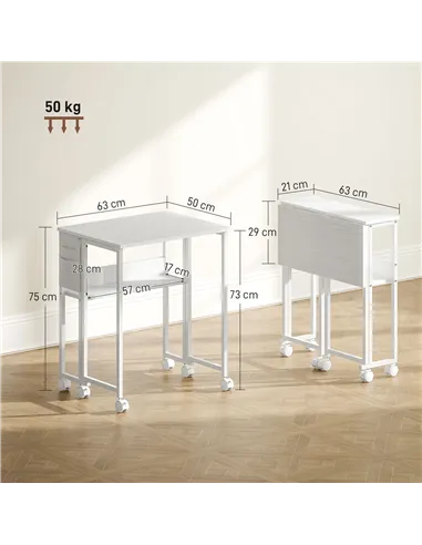 HOMCOM 63 cm Drop Leaf Writing Work Desk - White