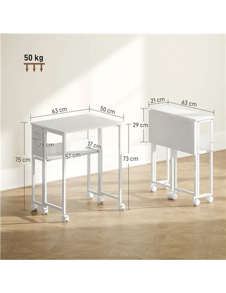 HOMCOM 63 cm Drop Leaf Writing Work Desk - White