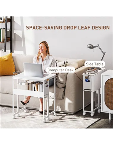 HOMCOM 63 cm Drop Leaf Writing Work Desk - White